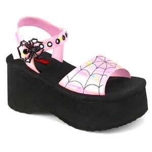 Demonia Holo Pink Spider Sandals NWOT W10